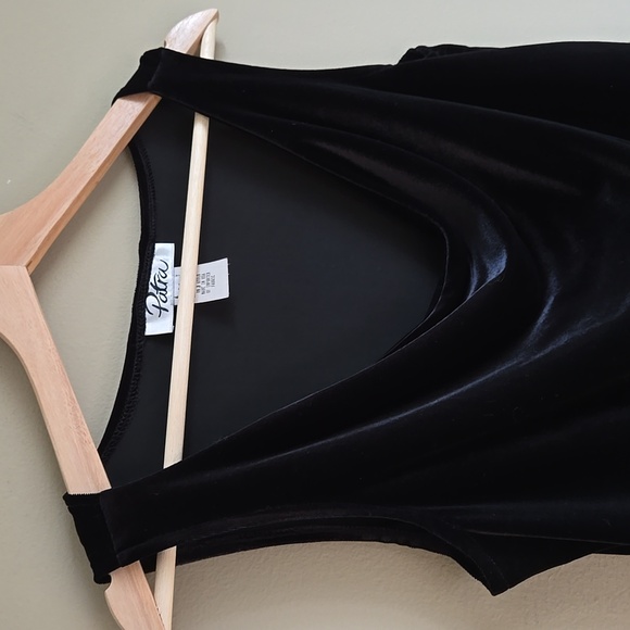 Vtg Lord & Taylor Patra Stretch Black Velvet Draped Tank Top M - Picture 5 of 10